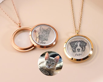 Spersonalizowany naszyjnik z futra zwierząt, naszyjnik pamiątkowy z futra zwierząt, naszyjnik z medalionem z sierści zwierząt, naszyjnik z medalionem ze zdjęciem, prezent rocznicowy, prezenty z okazji straty zwierzęcia