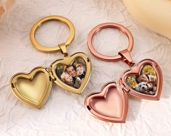 Customizable Photo Heart Locket Keychain,Photo Small Locket Keychain,Personalized Keychain with Photo Inside,Mom Gift,Christmas gift for Her