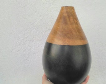 Vintage mid-century design flower vase wood vase  handmade