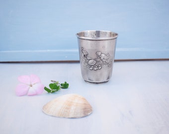 Antique Sterling Silver Cup Children Gift Christening Easter Toy Delicate