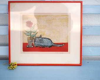 Christine Amarger amazing vintage cat print with personal Christmas note on the back 45/50