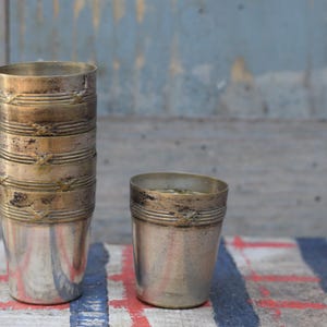 Silver plated tiny tumbler cup set antique wedding gift Edwardian