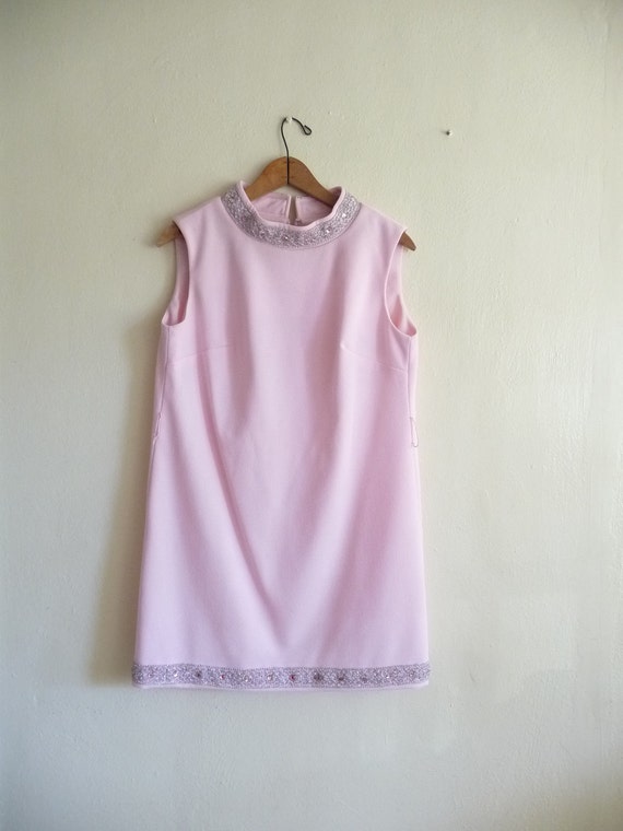 pastel pink shift mini dress, small medium