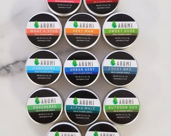 All 13 Solid Cologne Samples - Men's Solid Fragrance, Mini Size, Sample Pack, Manly Gift Idea, Vegan Cologne, Cruelty-free,Travel Cologne