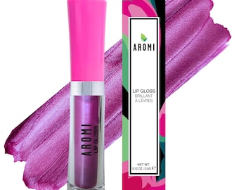 Aromi Magic Wand Lip Gloss | Moisturizing, Glossy Finish, Shimmery, Vegan, Cruelty-free, Pink Lilac Shade Mauve Rosy