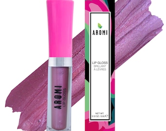 Aromi Misty Rose Lip Gloss | Moisturizing, Glossy Finish, Shimmery, Vegan, Cruelty-free, Rosy Mauve Lip Color