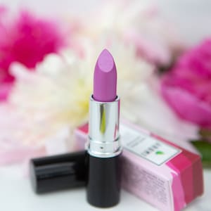 Peppy Pink natuurlijke lippenstift, veganistisch en dierproefvrij, natuurlijke make-up, glutenvrije lippenstift, roze lila lippenstift, magenta lippenstift, roze lippen