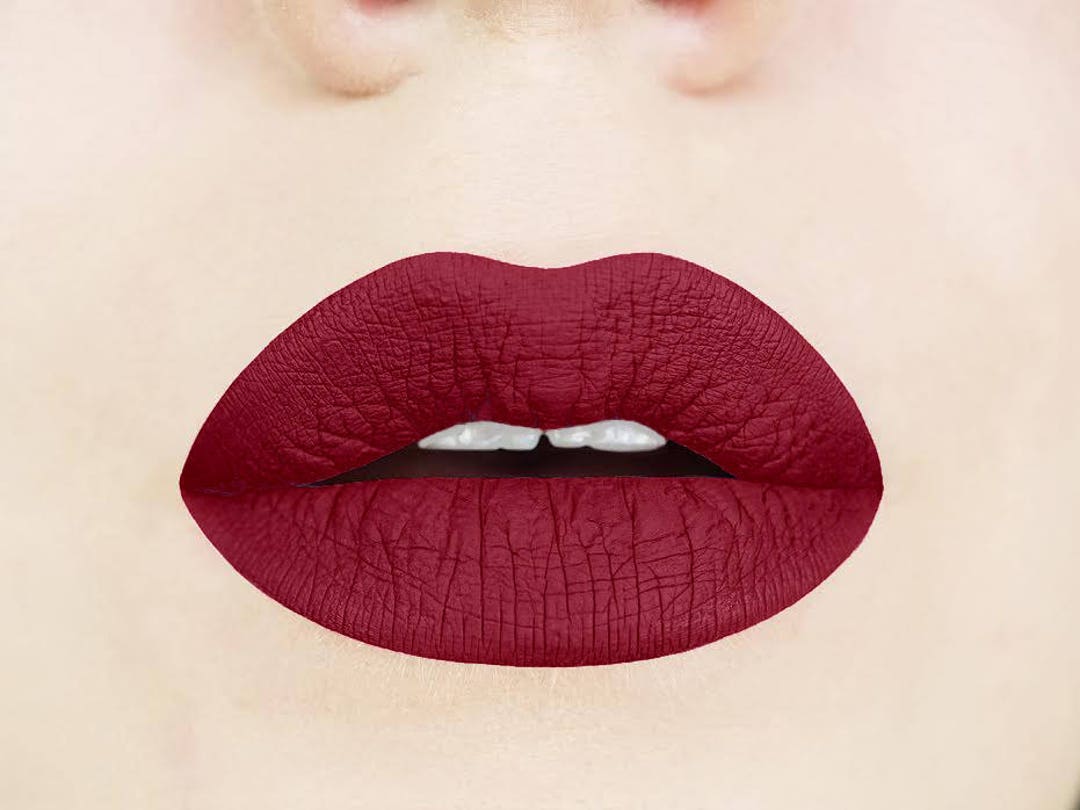 Red Dahlia Matte Liquid Lipstick. Maroon Lipstick 