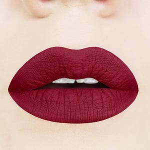 Red Dahlia Liquid Lipstick. maroon, dark lipstick, vegan lipstick, matte lipstick, cruelty-free lipstick, liquid-to-matte, dark red, vegan