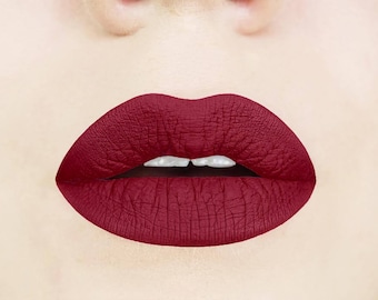 Red Dahlia Matte Liquid Lipstick.   Maroon Lipstick, Cruelty-free, Gluten Free, Makeup, Cosmetics, gluten free, Vegan Lipstick,