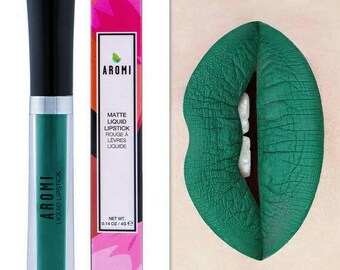 Emerald Green Matte Liquid Lipstick. Makeup. Cosmetics, Matte Lipstick, Green Lips, Vegan, Cruelty-Free, Glossy to Matte, Beauty,