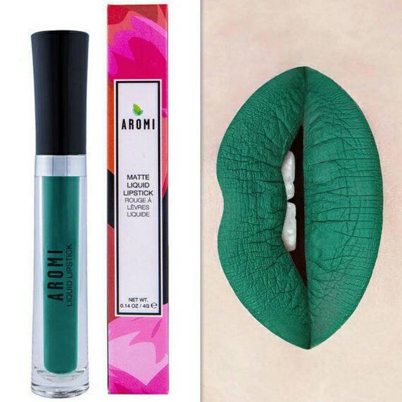 Emerald Green Matte Liquid Lipstick. Makeup. Cosmetics, Matte Lipstick, Green Lips, Vegan, Cruelty-Free, Glossy to Matte, Halloween Makeup image 5