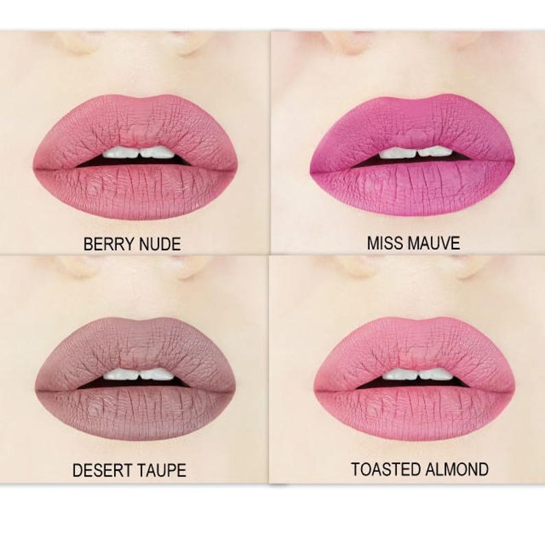 Nude Liquid Lipstick Bundle-toasted almond, orders desert taupe, miss mauve, toasted almond,Makeup, Cosmetics, Vegan, Cruelty-free, Liquid to Matte