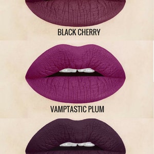 Black Cherry Liquid Lipstick. Plum. Dark. Maroon. Glossy to Matte. Makeup. Cosmetics. Vegan. Cruelty-free. Liquid to Matte. Vampy. Lips. image 4