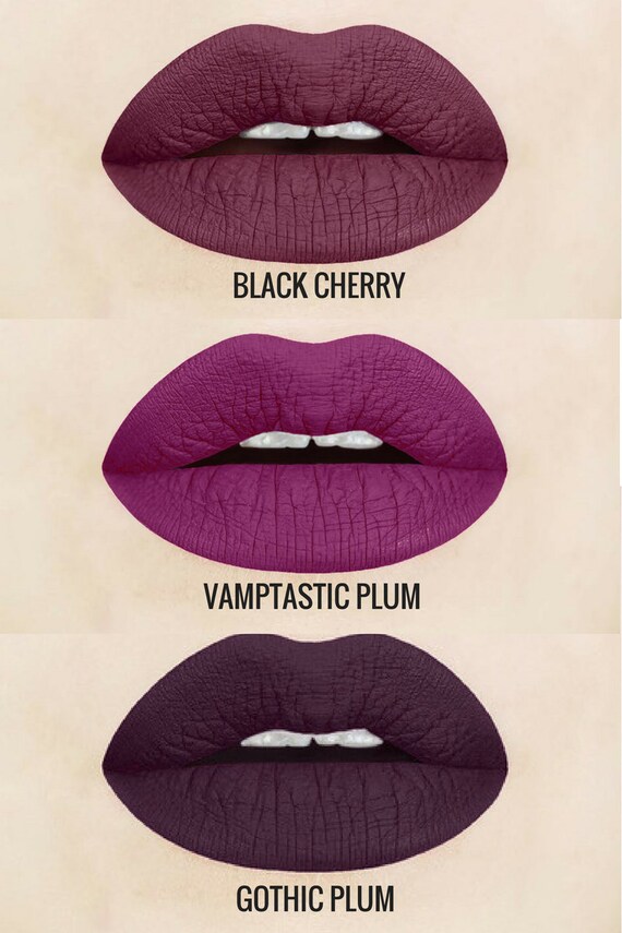 Black Cherry Liquid Lipstick Plum Dark Maroon Glossy To Matte Makeup Cosmetics Vegan Cruelty Free Liquid To Matte Vampy Lips