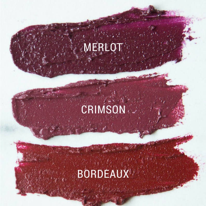 Crimson Lipstick.  Dark Maroon Lipstick.  Vegan & Cruelty-Free Lipstick.  Maroon-Plum Lipstick.  Woman's Gift.