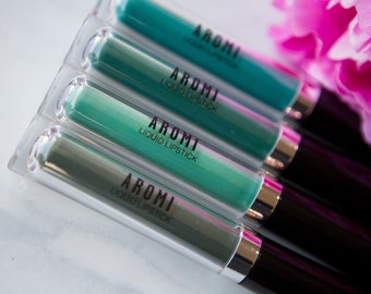 Green Matte Liquid Lipstick Bundle - four shades handmade in small batches with vegan and cruelty-free ingredients