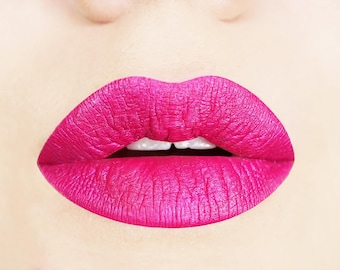 Fab Flamingo Metallic Matte Liquid Lipstick.  Metallic Liquid Lipstick.  Pink Metallic lipstick.  Bright Pink Lipstick.