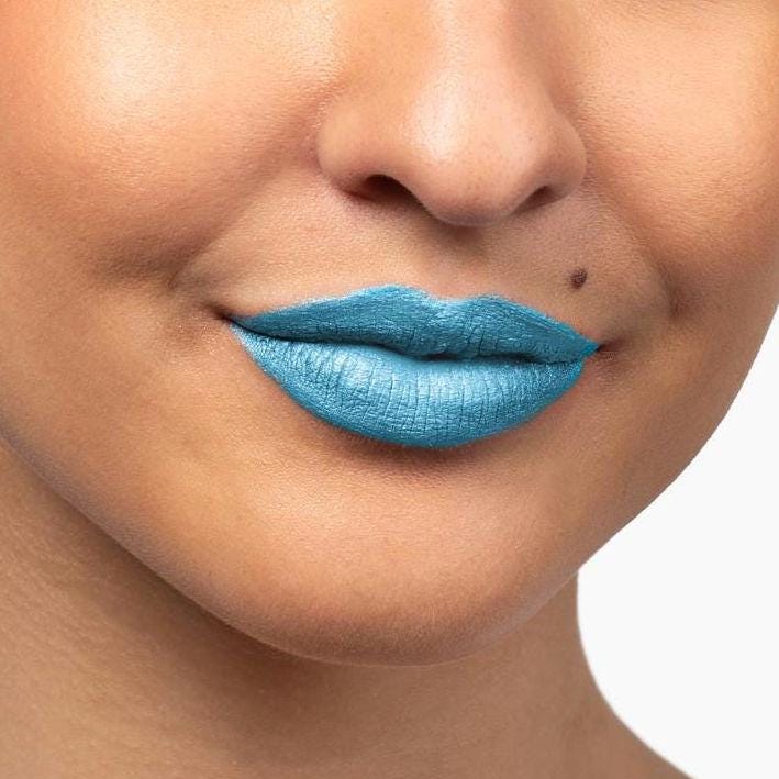 Snow Queen Metallic Liquid Lipstick | Bright Blue, Sky,   Shimmery Lip Color Vegan, Cruelty-free, Glittery, Long-Lasting, Waterproof, Aromi