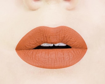 Burnt Pumpkin Matte Liquid Lipstick.  Vegan Lipstick. Cruelty-free. Pumpkin Lipstick. Liquid to Matte. Lipstick. Orange Lipstick. Beige.