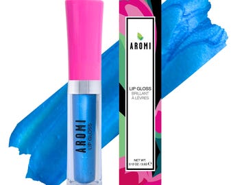 Aromi Ice Princess Lip Gloss | Moisturizing, Glossy Finish, Shimmery, Bright Blue Lip Color