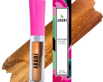 Aromi Gold Star Lip Gloss | Moisturizing, Glossy Finish, Shimmery, Golden BronzeLip Color