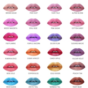 Metallic Liquid Lipstick, Vegan + Cruelty-free Lipstick, Shimmery Finish, Glittery, Pearlescent, Shimmer, Makeup, Metallic Matte Lips