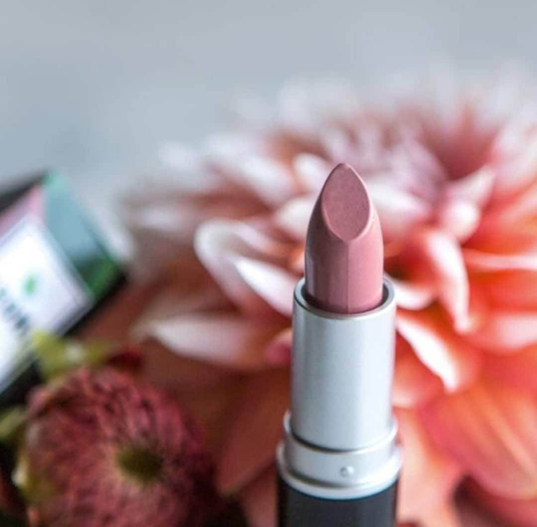 Rosy Nude Lipstick. Vegan. Cruelty-free. Makeup. Cosmetics. Pink. Nude