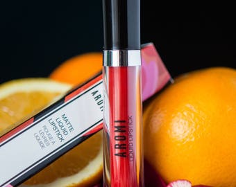 Orange Tangerine Matte Liquid Lipstick. Glossy to Matte Liquid Lipstick. Orange Lipstick. Vegan and Cruelty-Free