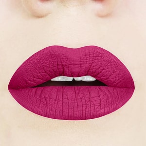 Forbidden Fuchsia Matte Liquid Lipstick. Berry Lipstick. Purple. Liquid to Matte Lipstick. Vegan. Cruelty-free. Makeup. Glossy to Matte. image 1