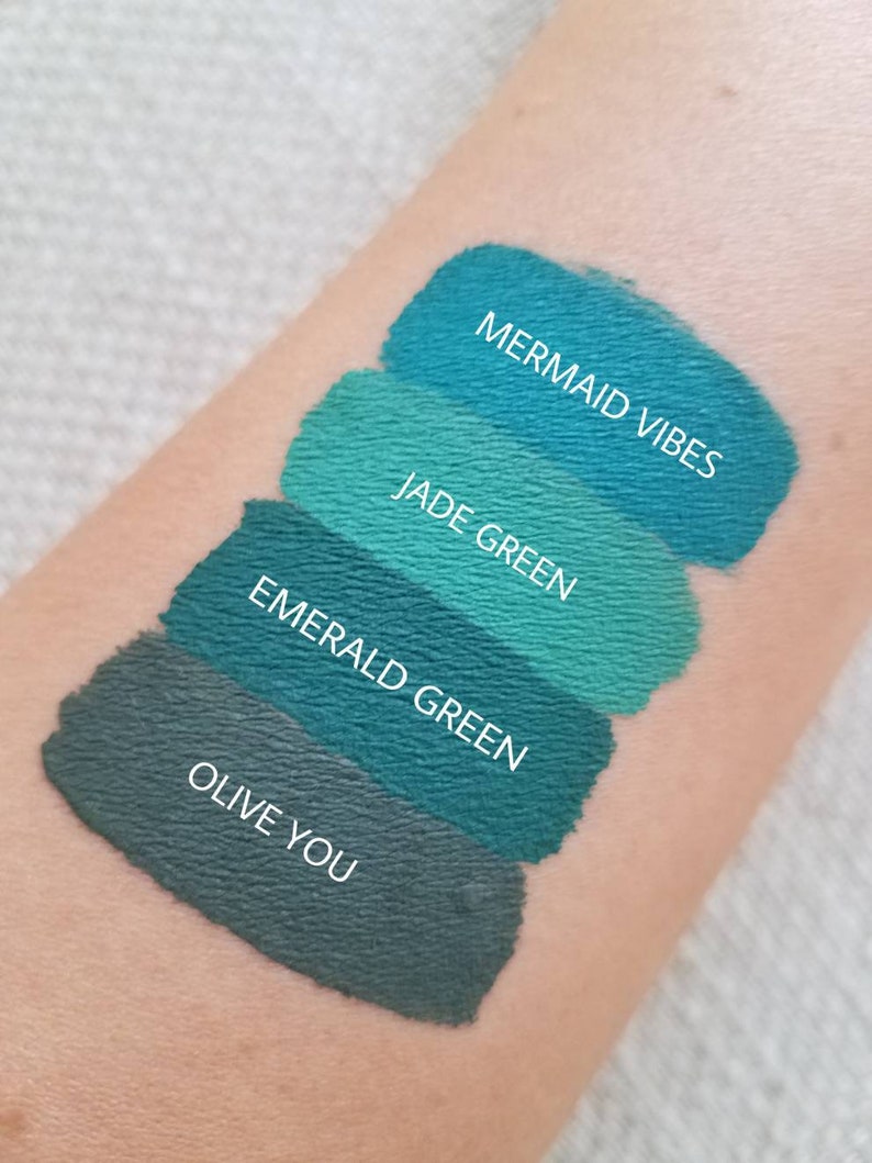 Emerald Green Matte Liquid Lipstick. Makeup. Cosmetics, Matte Lipstick, Green Lips, Vegan, Cruelty-Free, Glossy to Matte, Halloween Makeup image 2