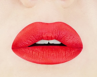 Preppy Red Liquid Lipstick. Matte. Red. Liquid to Matte. Bright Red. Vegan. Cruelty-free. Makeup. Cosmetics. Gift for Her. Gluten Free. Lips