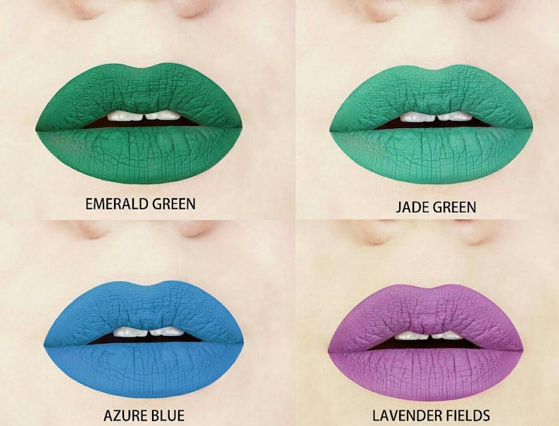 Emerald Green Matte Liquid Lipstick. Makeup. Cosmetics, Matte Lipstick, Green Lips, Vegan, Cruelty-Free, Glossy to Matte, Halloween Makeup image 9