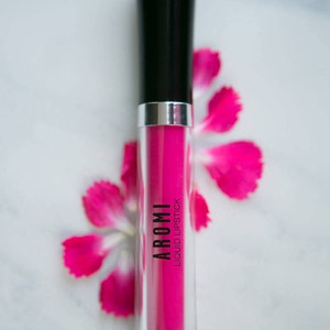 Electric Orchid Matte Liquid Lipstick.  Hot Pink Lipstick. Bright Pink. Glossy to Matte. Magenta. Makeup. Cosmetics. Vegan Lipstick. Matte.
