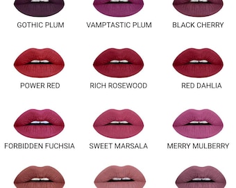 Dark Matte Liquid Lipstick, Long-Lasting Vegan Cruelty-free Makeup, Choose Your Shade