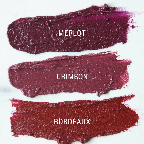 Bordeaux Lipstick.  Dark Red Lipstick.  Maroon Lipstick.  Vegan Lipstick.  Cruelty-free Lipstick.  Woman's Gift.