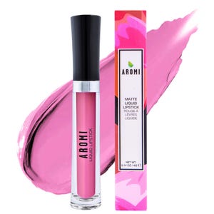 Aromi Poodle Skirt Matte Liquid Lipstick - Medium Pink Lip Color for Women, Bubblegum, Long-Lasting, Waterproof, Vegan, Gift for Her, Makeup