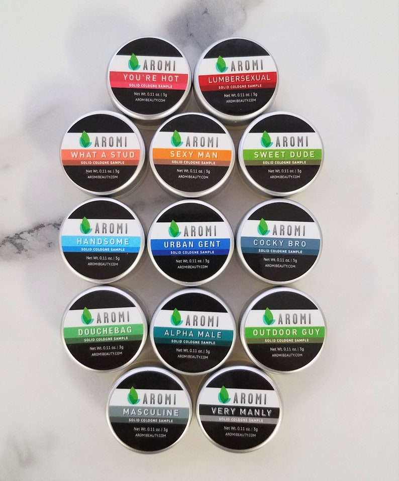 All 13 Solid Cologne Samples - Men's Solid Fragrance, Mini Size, Sample Pack, Manly Gift Idea, Vegan Cologne, Cruelty-free,Travel Cologne image 1