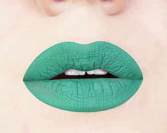 Jade Green Matte Liquid Lipstick / Green Lipstick, Vegano, Cruelty-free, Maquillaje del Día de San Patricio, Lápiz labial mate, color de labios único