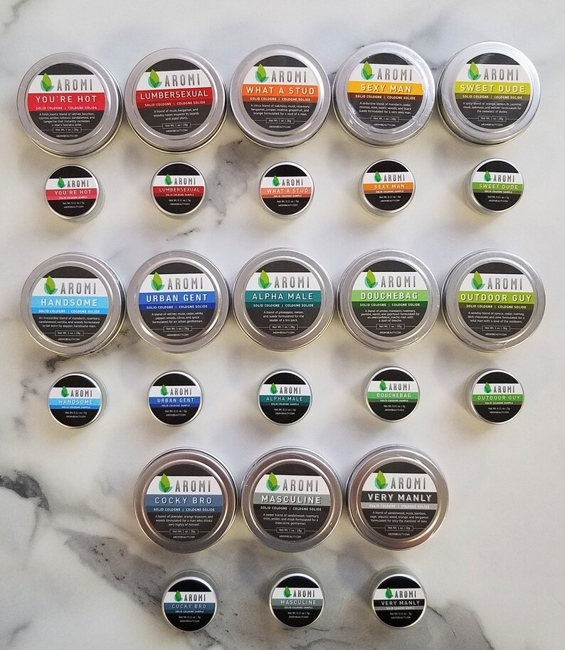 All 13 Solid Cologne Samples - Men's Solid Fragrance, Mini Size, Sample Pack, Manly Gift Idea, Vegan Cologne, Cruelty-free,Travel Cologne image 2