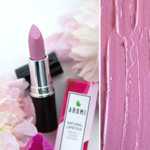 Roze patina natuurlijke lippenstift, veganistisch en dierproefvrij, natuurlijke make-up, glutenvrije lippenstift, lichtroze lippenstift, blauwe ondertoon, roze lippen