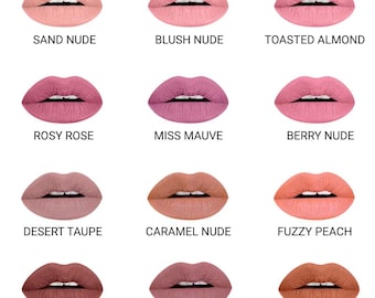Nude Matte Liquid Lipstick, Long-Lasting Vegan Cruelty-free Makeup, Tan, Caramel, Mauve, Brown, Choose Your Shade