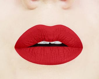 Flamenco Red Liquid Lipstick. True Red Lipstick.  Vegan and Cruelty-Free Lipstick.  Liquid to Matte Lipstick.