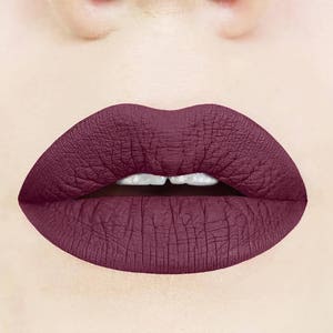 Black Cherry Liquid Lipstick. Plum. Dark. Maroon. Glossy to Matte. Makeup. Cosmetics. Vegan. Cruelty-free. Liquid to Matte. Vampy. Lips. image 6