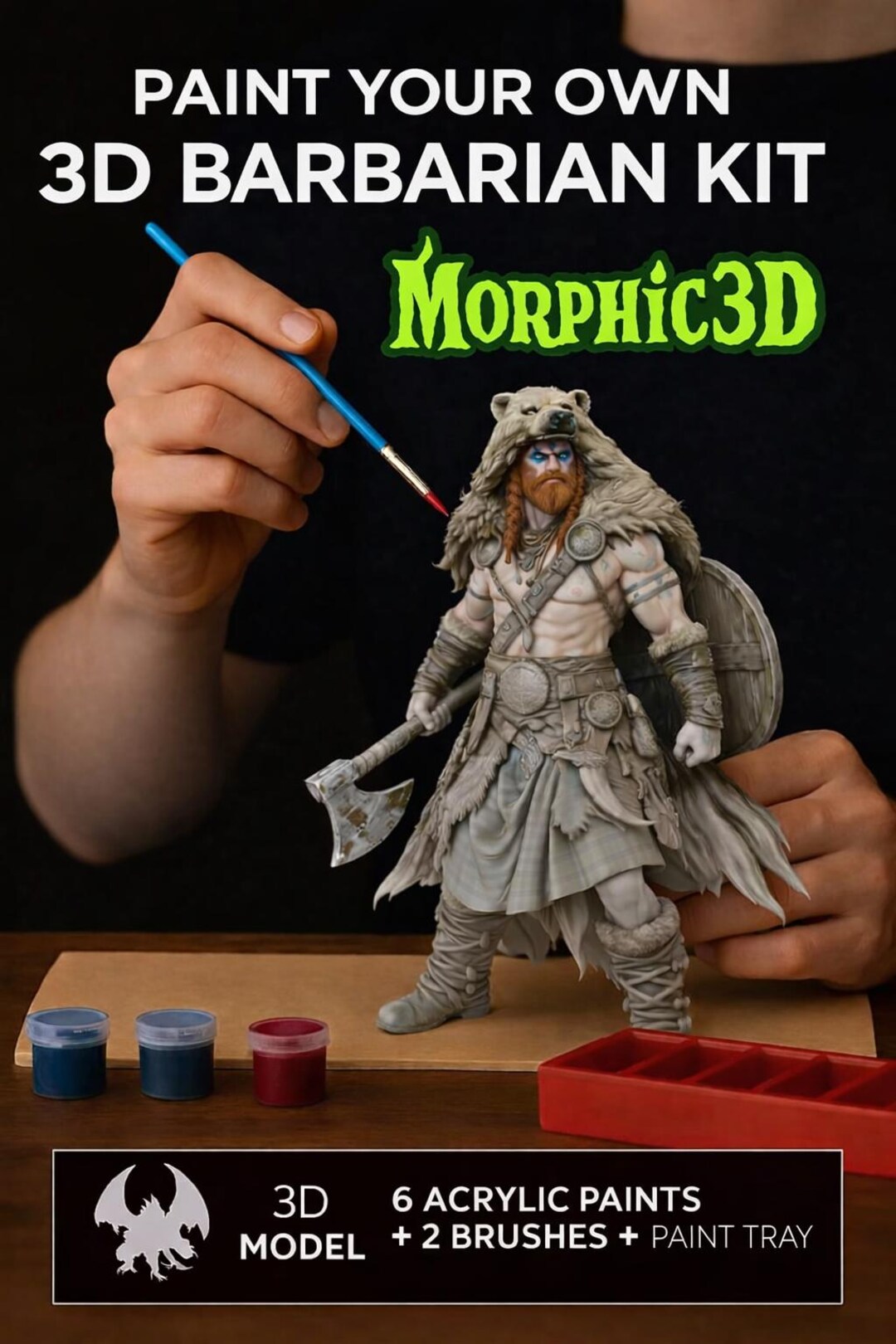 Paint Your Own 3D Model Barbarian Kit -fantasy DIY Craft Kit DND Art ...