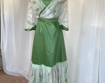 Green Cotton sateen Edwardian dress