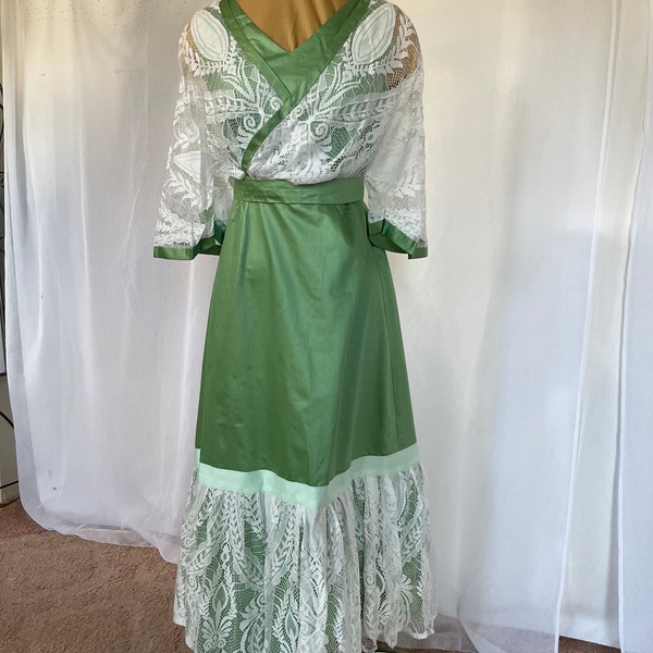 Green Cotton sateen Edwardian dress