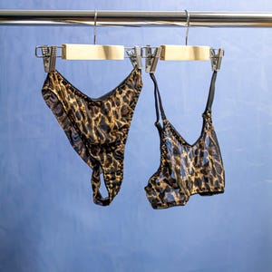 Leopard lingerie set / Soft mesh bralette & panties/ underwear