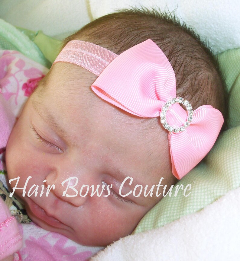 White Infant Newborn Hairbow Headband Hair bow Headband Etsy