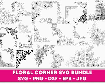 Corner svg Bundle,floral corner svg files,Decorative Page Corner SVG,Flower corner svg,Corner border svg,Wedding border svg,Corner pattern